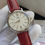  Shop Authentic IWC Portofino Automatic Diamonds Silver Dial Red Leather Strap Watch for Women - IW357408 - Luxxuri