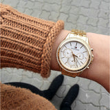  Shop Authentic Tommy Hilfiger Ari Multifunction Diamonds Silver Dial Gold Steel Strap Watch for Women - 1781977 - Luxxuri