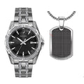  Shop Authentic Bulova Crystal Collection Black Dial Silver Steel Strap Watch for Men - 96K104 - Luxxuri