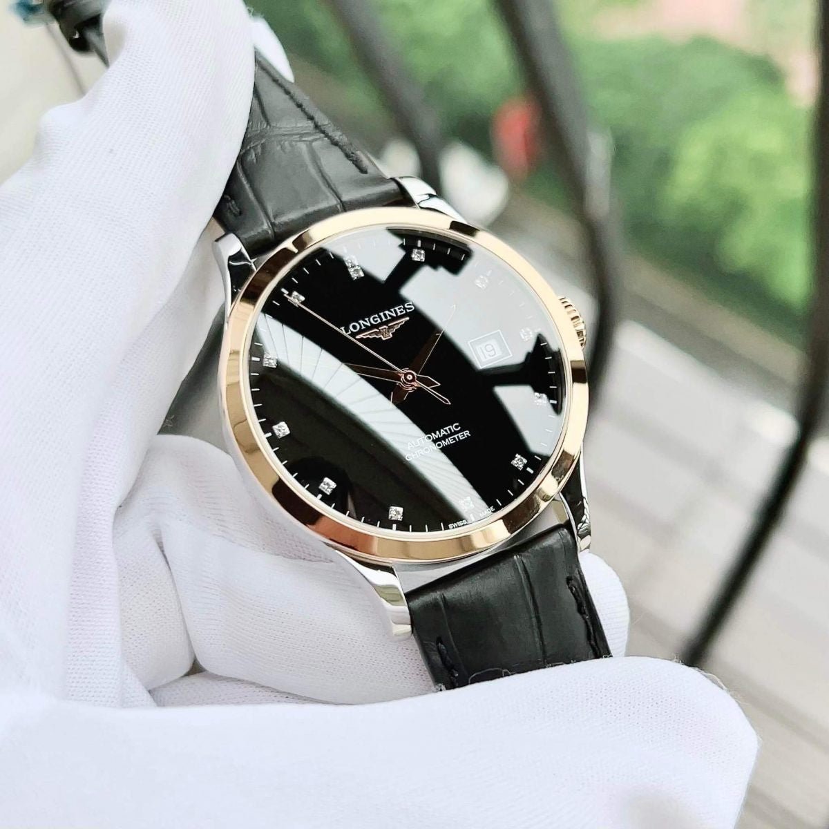  Shop Authentic Longines Record Black Dial Black Leather Strap Watch for Men - L2.821.5.57.2 - Luxxuri