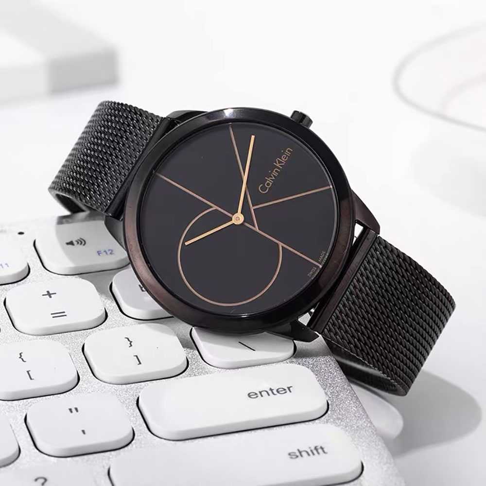  Shop Authentic Calvin Klein Minimal Black Dial Black Mesh Bracelet Watch for Men - K3M214X1 - Luxxuri