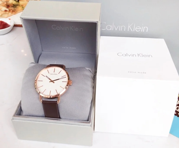  Shop Authentic Calvin Klein Even White Dial Brown Leather Strap Watch for Women - K7B236G6 - Luxxuri