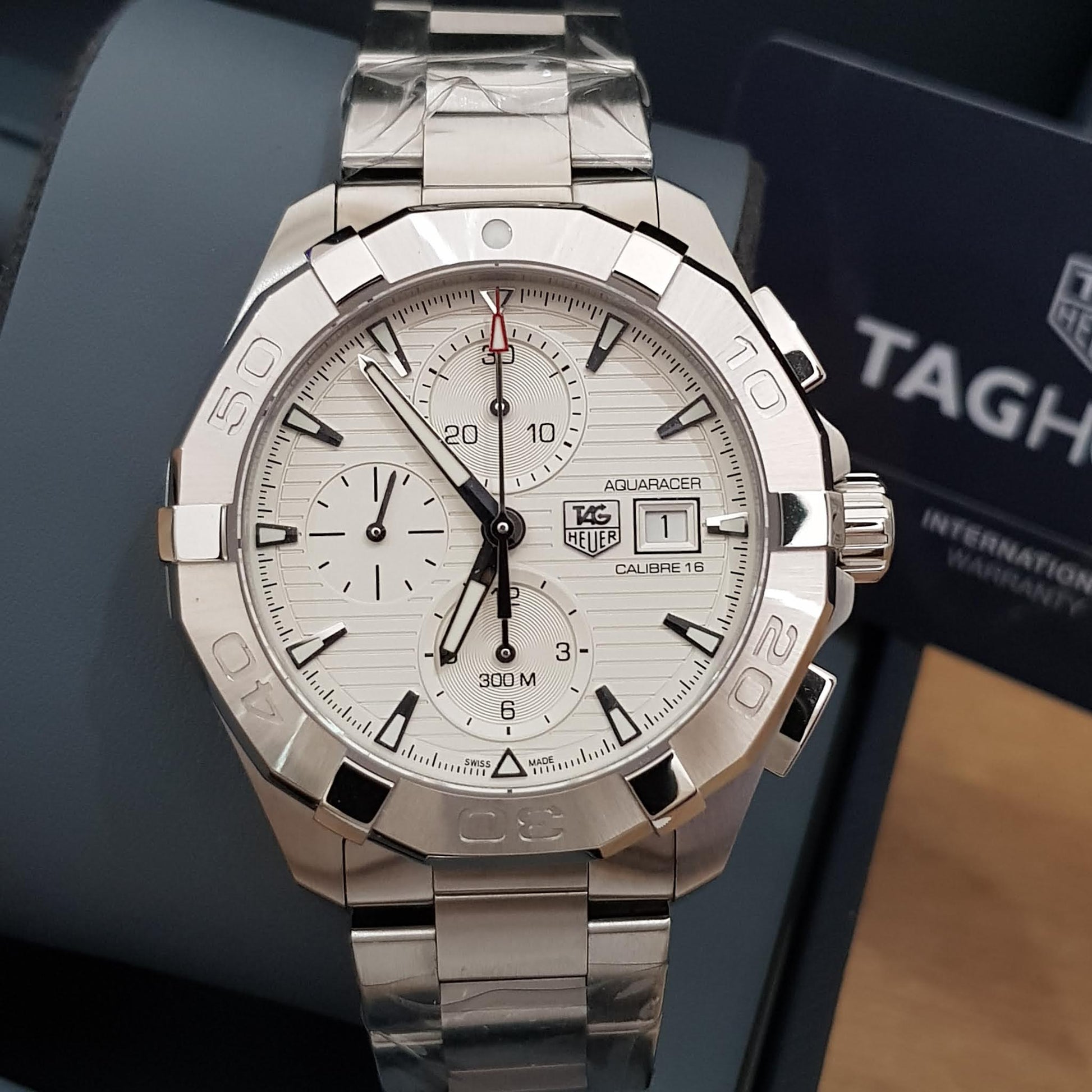  Shop Authentic Tag Heuer Aquaracer Caliber 16 Automatic Chronograph White Dial Silver Steel Strap Watch for Men - CAY2111.BA0927 - Luxxuri