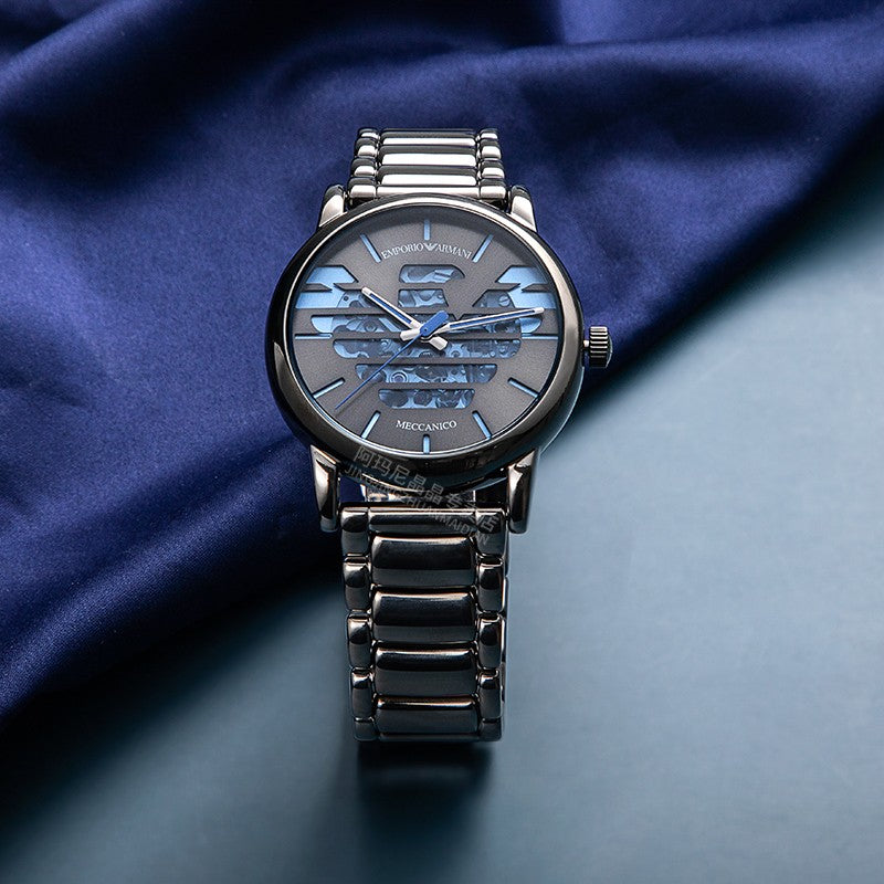  Shop Authentic Emporio Armani Meccanico Automatic Grey Dial Grey Steel Strap Watch For Men - AR60029 - Luxxuri