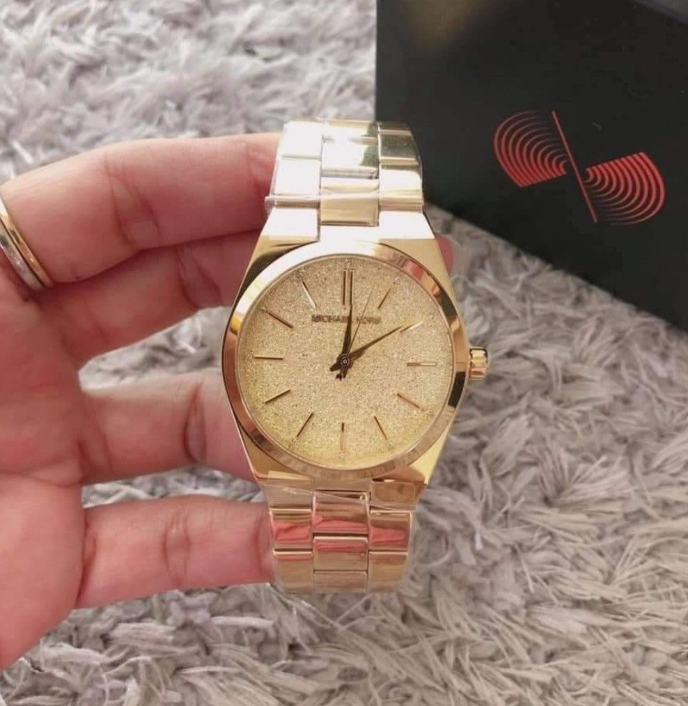  Shop Authentic Michael Kors Channing Quartz Gold Dial Gold Steel Strap Watch For Women - MK6623 - Luxxuri