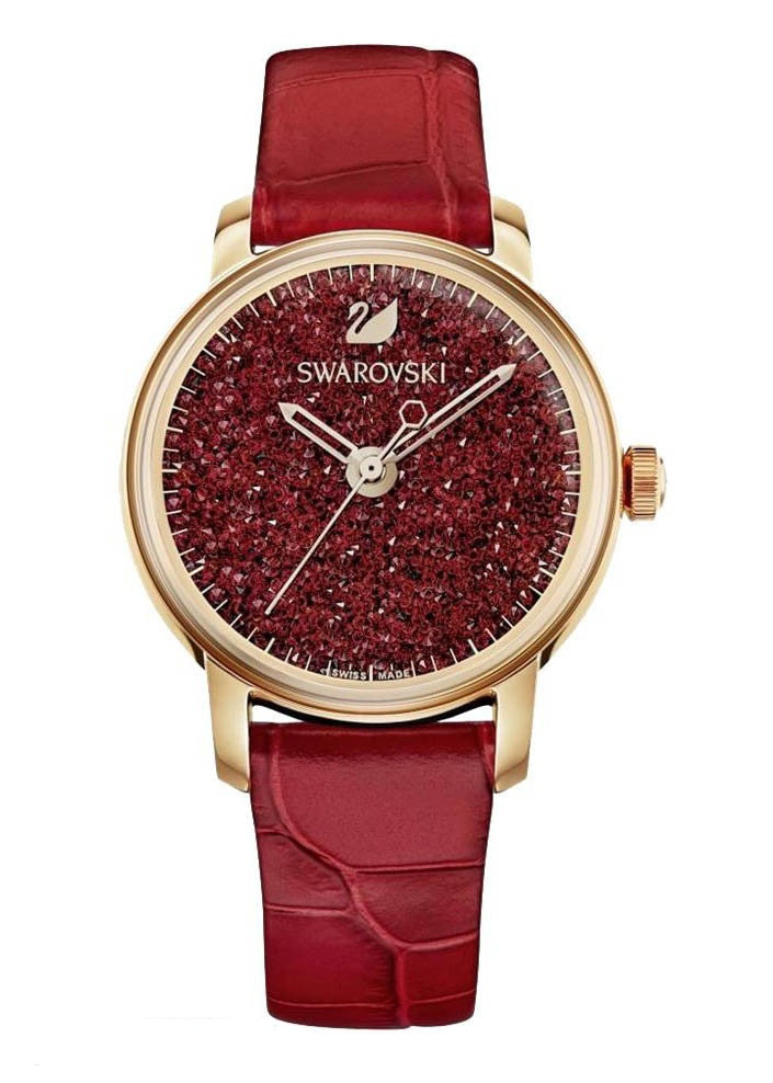  Shop Authentic Swarovski Crystalline Hours Red Crystal Dial Red Leather Strap Watch for Women - 5295380 - Luxxuri
