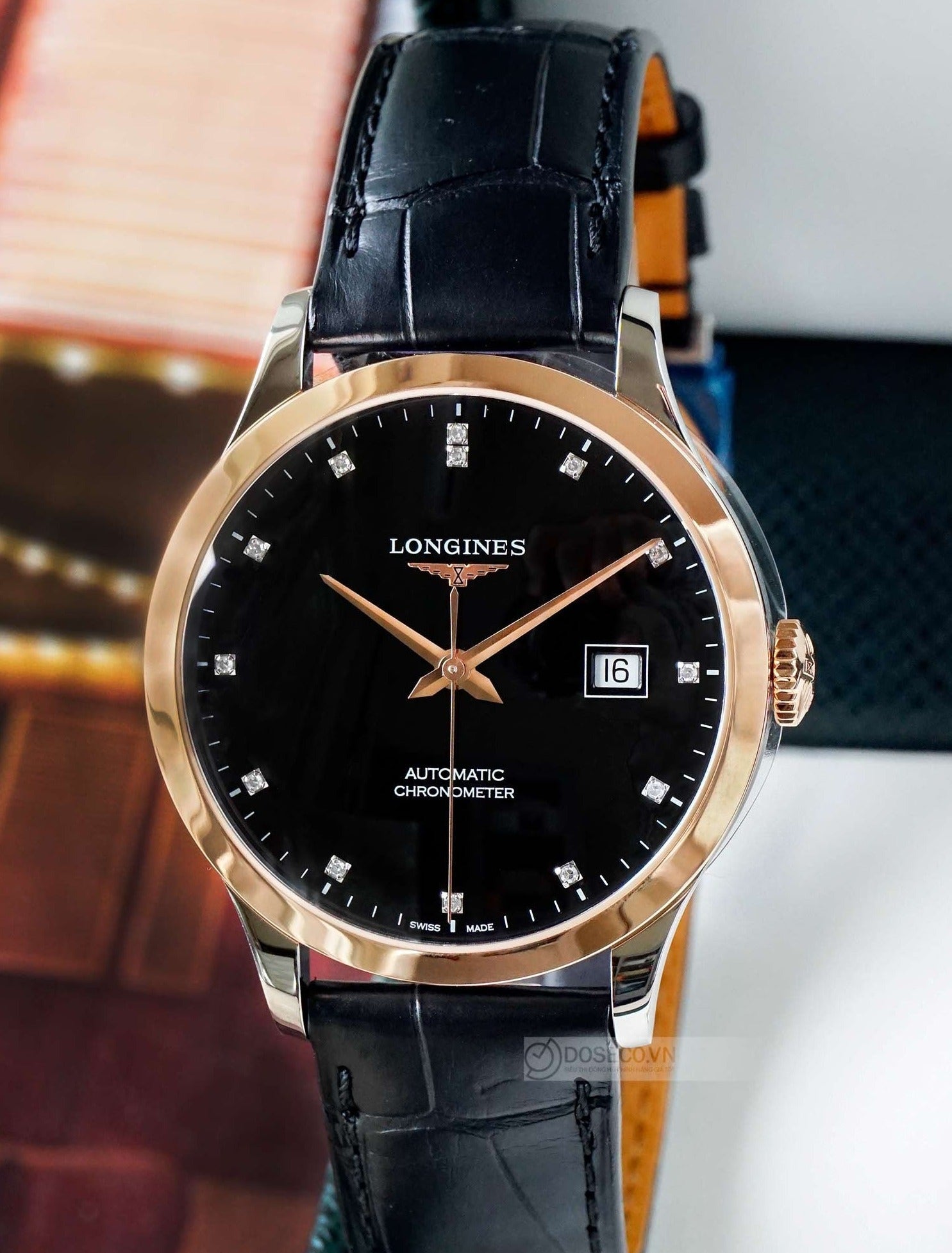  Shop Authentic Longines Record Black Dial Black Leather Strap Watch for Men - L2.821.5.57.2 - Luxxuri