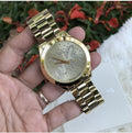  Shop Authentic Michael Kors Slim Runway Gold Dial Gold Steel Strap Watch for Women - MK3590 - Luxxuri