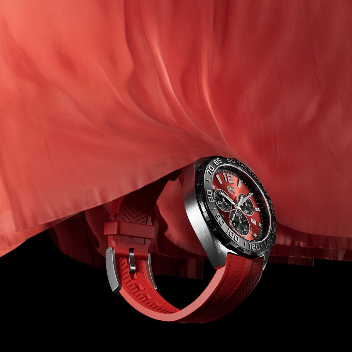 Tag Heuer Formula 1 Chronograph Red Dial Red Rubber Strap Watch for Men - CAZ101AN.FT8055