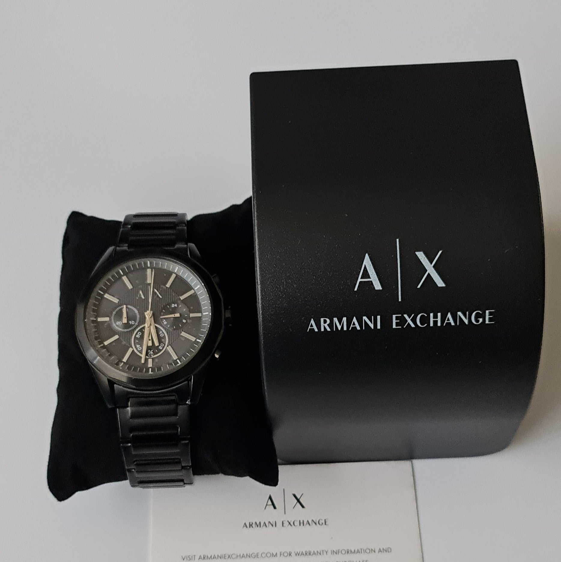  Shop Authentic Armani Exchange Drexler Chronograph Black Dial Black Steel Strap Watch For Men - AX2639 - Luxxuri