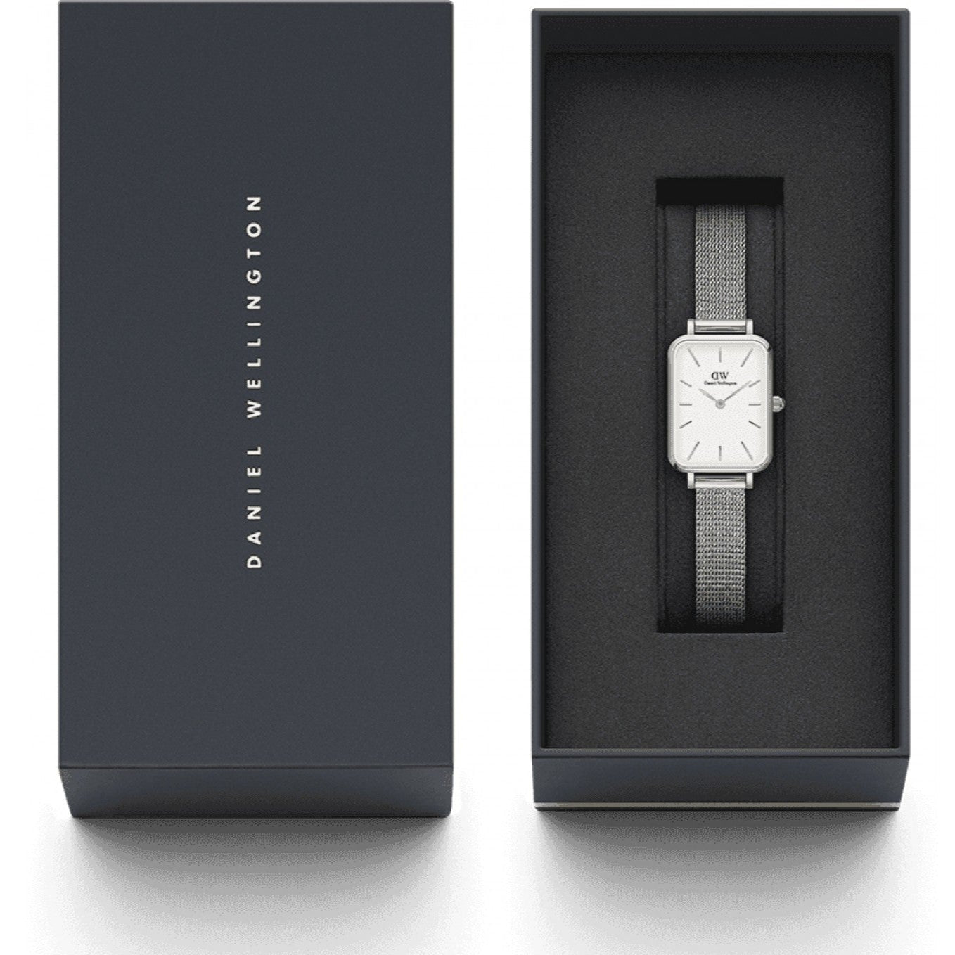  Shop Authentic Daniel Wellington Quadro Unitone Silver Dial Silver Mesh Strap Watch For Women - DW00100486 - Luxxuri