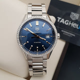  Shop Authentic Tag Heuer Carrera Quartz Diamonds Blue Dial Silver Steel Strap Watch for Women - WAR1114.BA0601 - Luxxuri