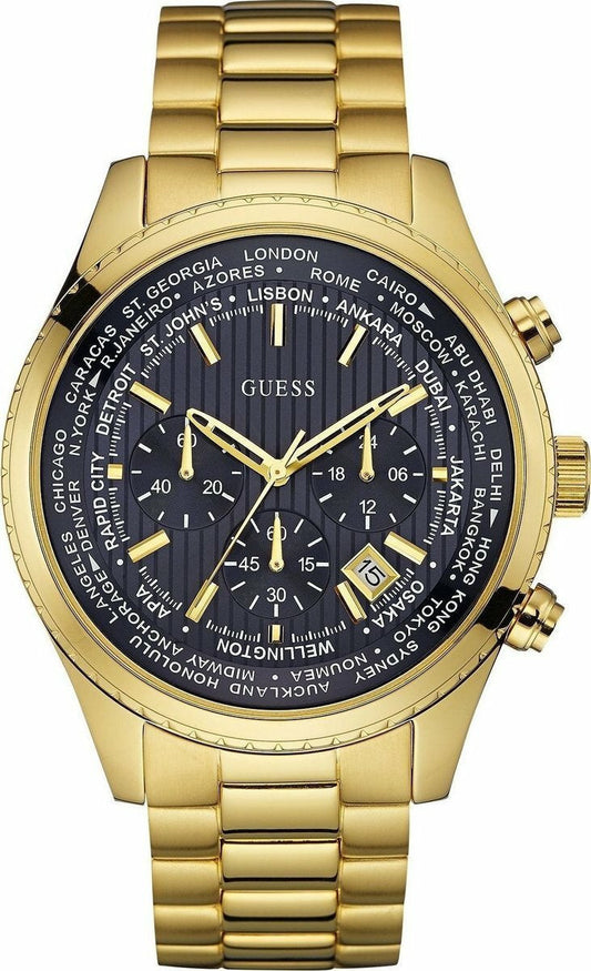  Shop Authentic Guess Multifunction Black Dial Gold Steel Strap Watch for Men  - W0602G1 - Luxxuri