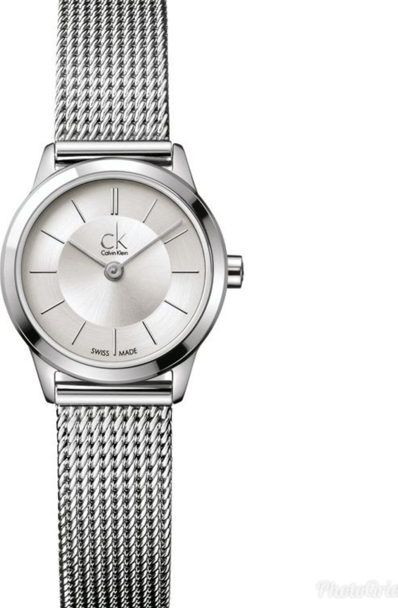  Shop Authentic Calvin Klein Minimal White Dial Silver Mesh Bracelet Watch for Women - K3M23126 - Luxxuri