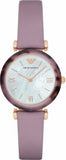  Shop Authentic Emporio Armani Gianni Mother of Pearl Dial Purple Leather Strap Watch For Women - AR11003 - Luxxuri