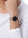 Shop Authentic Emporio Armani Gianni T-Bar Black Dial Rose Gold Strap Watch For Women - AR11145 - Luxxuri