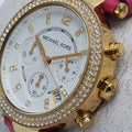  Shop Authentic Michael Kors Parker Chronograph White Dial Pink Leather Strap Watch for Women - MK2297 - Luxxuri