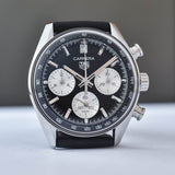  Shop Authentic Tag Heuer Carrera Automatic Chronograph Black Dial Black Leather Strap Watch for Men - CBS2210.FC6534 - Luxxuri
