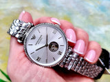  Shop Authentic Emporio Armani Gianni T-Bar Automatic Silver Dial Silver Steel Strap Watch For Women - AR60022 - Luxxuri