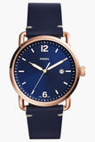  Shop Authentic Fossil The Commuter Blue Dial Blue Leather Strap Watch for Men - FS5274 - Luxxuri