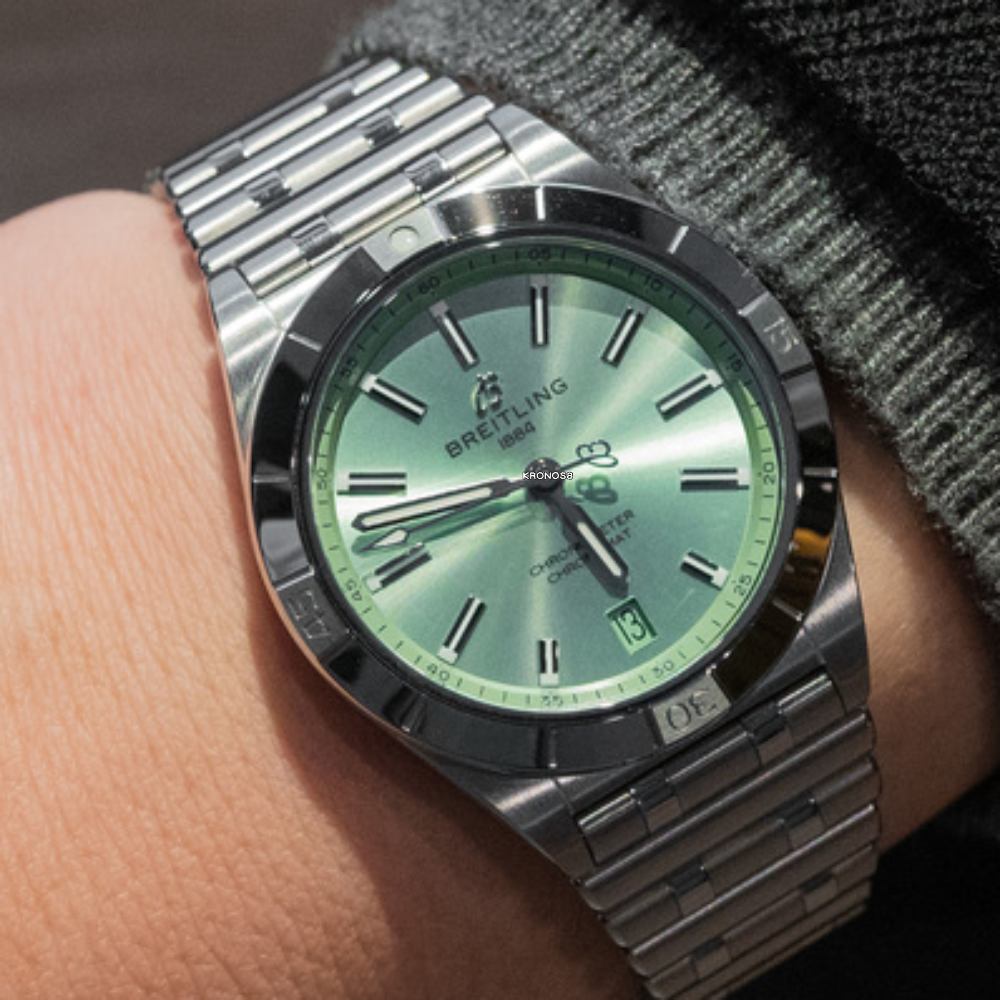  Shop Authentic Breitling Chronomat Automatic 36 Green Dial Silver Steel Strap Watch for Women - A10380101L1A1 - Luxxuri