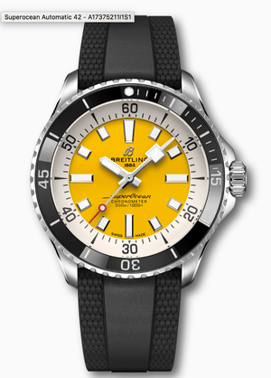 Shop Authentic Breitling Superocean Automatic 42mm Yellow Dial Black Rubber Strap Watch for Men - A17375211/1S1 - Luxxuri