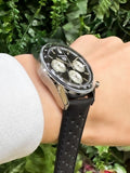  Shop Authentic Tag Heuer Carrera Automatic Chronograph Black Dial Black Leather Strap Watch for Men - CBS2210.FC6534 - Luxxuri