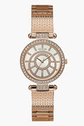 Shop Authentic Guess Muse Quartz Silver Dial Rose Gold Steel Strap Watch For Women - W1008L3 - Luxxuri