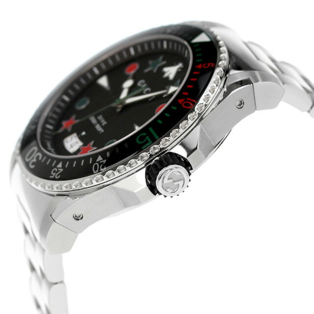  Shop Authentic Gucci Dive Quartz Black Dial Silver Steel Strap Watch For Men - YA136221 - Luxxuri