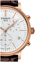 Tissot Carson Premium Chronograph White Dial Brown Leather Strap Watch For Men - T122.417.36.011.00