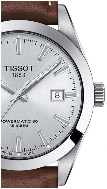  Shop Authentic Tissot Gentleman Powermatic 80 Silicium Silver Dial Brown Leather Strap Watch For Men - T127.407.16.031.00 - Luxxuri