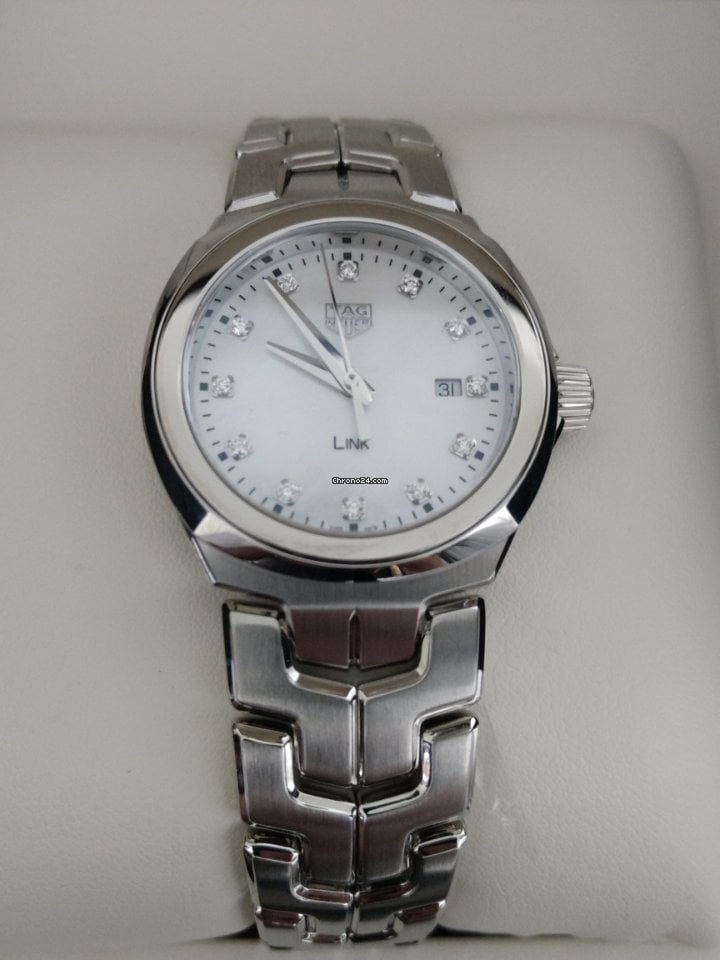  Shop Authentic Tag Heuer Link Quartz Diamonds Mother of Pearl Dial Silver Steel Strap Watch for Women - WBC1312.BA0600 - Luxxuri
