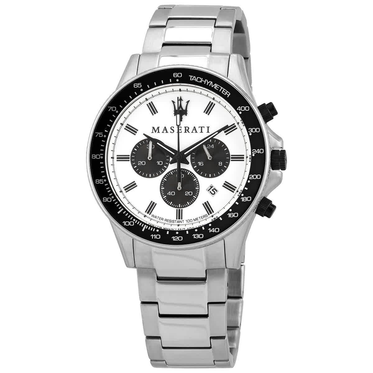  Shop Authentic Maserati SFIDA Chronograph White Dial Silver Steel Strap Watch For Men - R8873640003 - Luxxuri