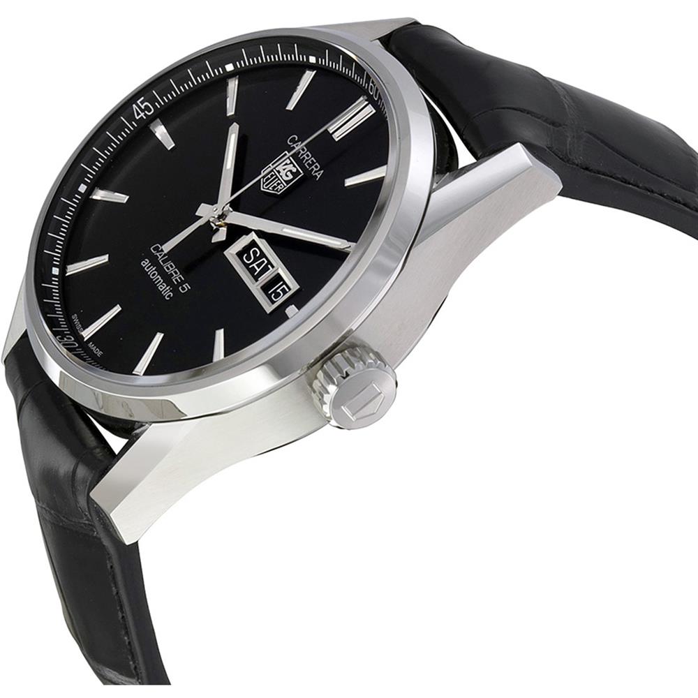  Shop Authentic Tag Heuer Carrera Automatic 41mm Black Dial Black Leather Strap Watch for Men - WAR201A.FC6266 - Luxxuri