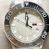 Shop Authentic Gucci G Timeless Sport White Dial Silver Steel Strap Watch For Men - YA126250 - Luxxuri