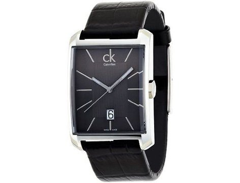  Shop Authentic Calvin Klein Window Black Dial Black Leather Strap Watch for Men - K2M21107 - Luxxuri