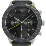  Shop Authentic Emporio Armani Mario Chronograph Black Dial Black Leather Strap Watch For Men - AR11325 - Luxxuri