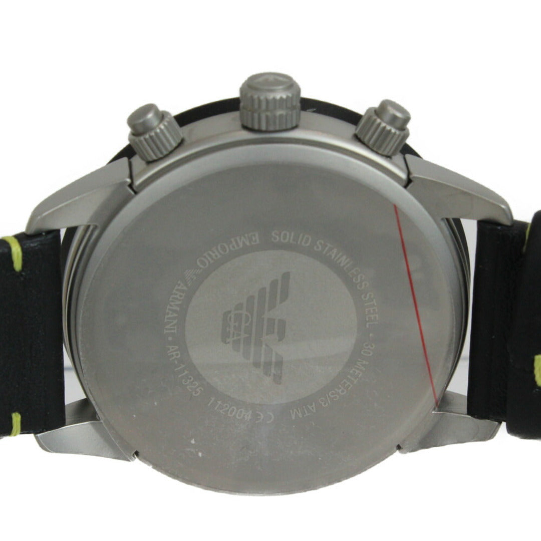  Shop Authentic Emporio Armani Mario Chronograph Black Dial Black Leather Strap Watch For Men - AR11325 - Luxxuri