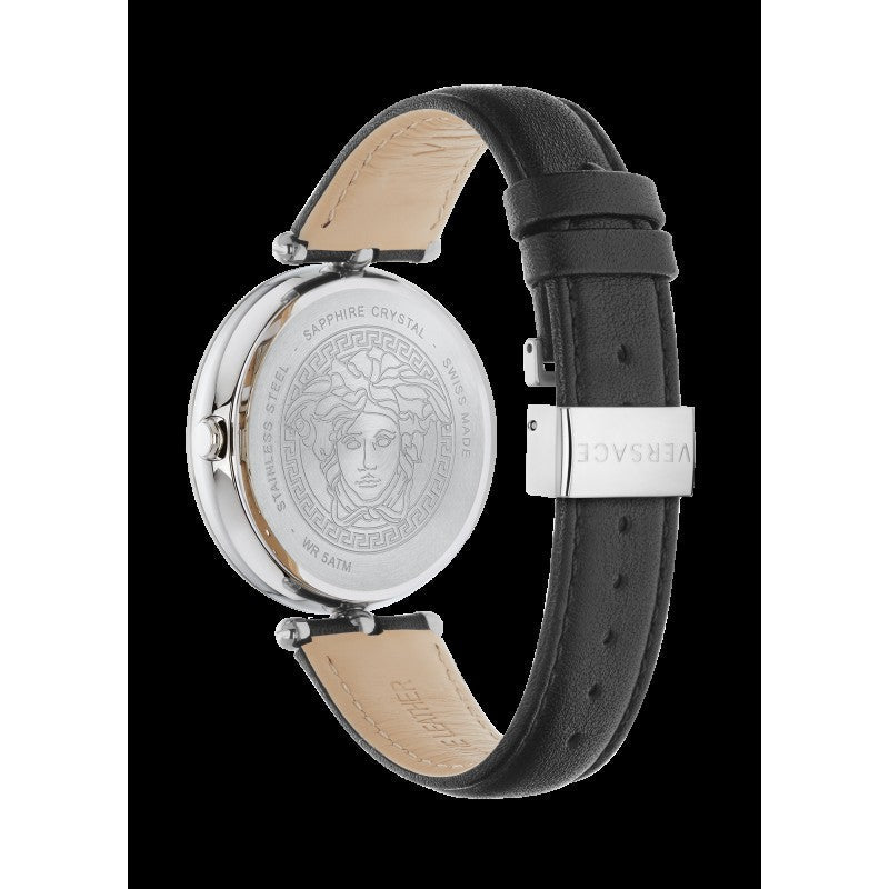  Shop Authentic Versace Palazzo Empire Black Dial Black Leather Strap Watch for Women - VCO060017 - Luxxuri