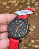  Shop Authentic Emporio Armani Luigi Chronograph Black Dial Red Leather Strap Watch For Men - AR1971 - Luxxuri