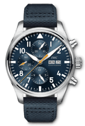  Shop Authentic IWC Pilot's Automatic Chronograph 43mm Blue Dial Blue Calfskin Strap Watch for Men - IW377729 - Luxxuri