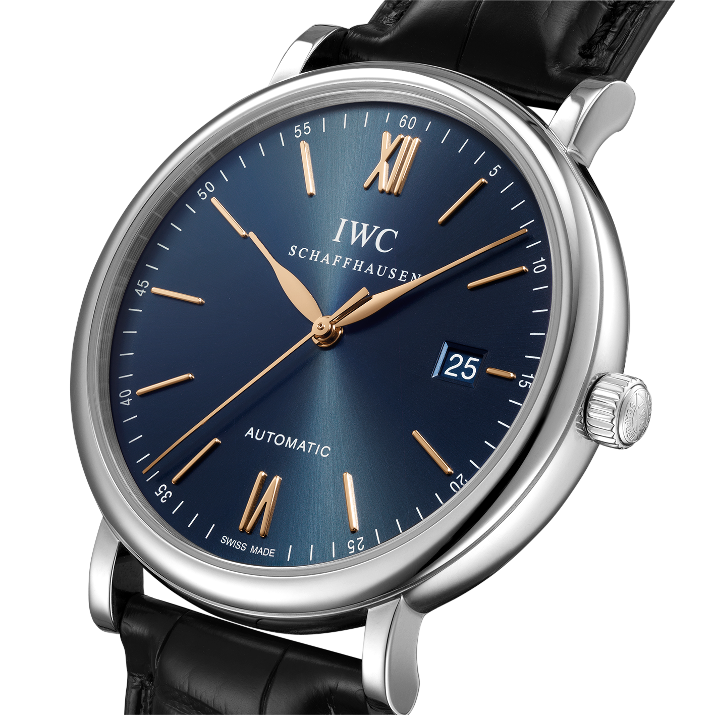  Shop Authentic IWC Portofino Automatic Blue Dial Black Leather Strap Watch for Men - IW356523 - Luxxuri