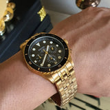  Shop Authentic Fossil FB-01 Chronograph Black Dial Gold Steel Strap Watch for Men - FS5836 - Luxxuri