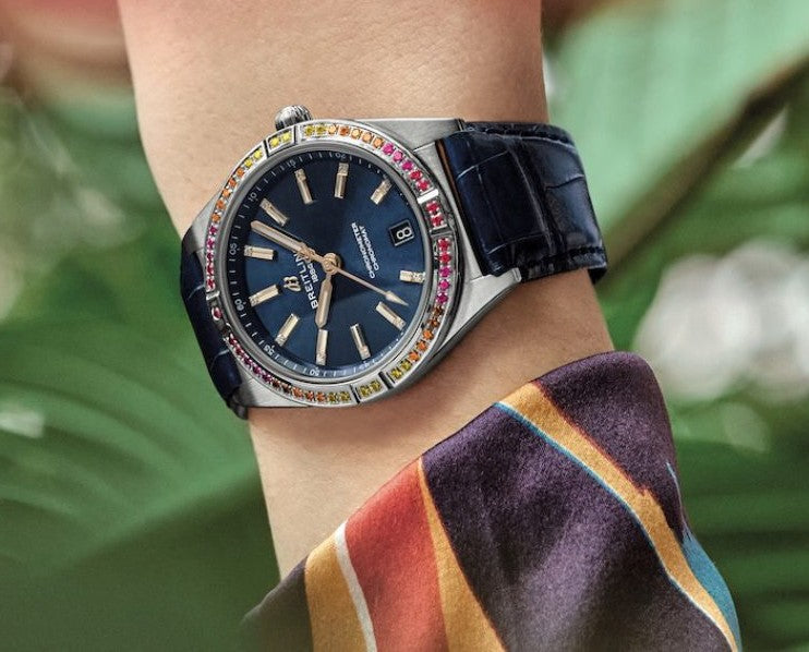  Shop Authentic Breitling Chronomat Automatic 36 South Sea Blue Dial Blue Leather Strap Watch for Women - A10380611C1P1 - Luxxuri