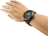  Shop Authentic Fossil Townsman Automatic Skeleton Black Dial Brown Leather Strap Watch for Men - ME3181 - Luxxuri
