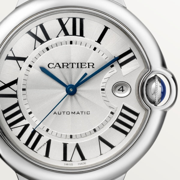  Shop Authentic Cartier Ballon Bleu de Cartier Silver Dial Black Leather Strap Watch for Men - WSBB0026 - Luxxuri