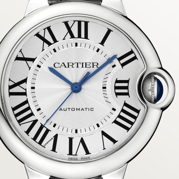  Shop Authentic Cartier Ballon Bleu De Cartier Silver Dial Black Leather Strap Watch for Women - WSBB0028 - Luxxuri