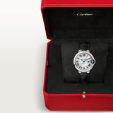  Shop Authentic Cartier Ballon Bleu De Cartier Silver Dial Black Leather Strap Watch for Women - WSBB0030 - Luxxuri