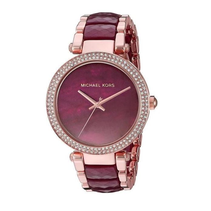  Shop Authentic Michael Kors Parker Maroon Dial Two Tone Steel Strap Watch for Women - MK6412 - Luxxuri