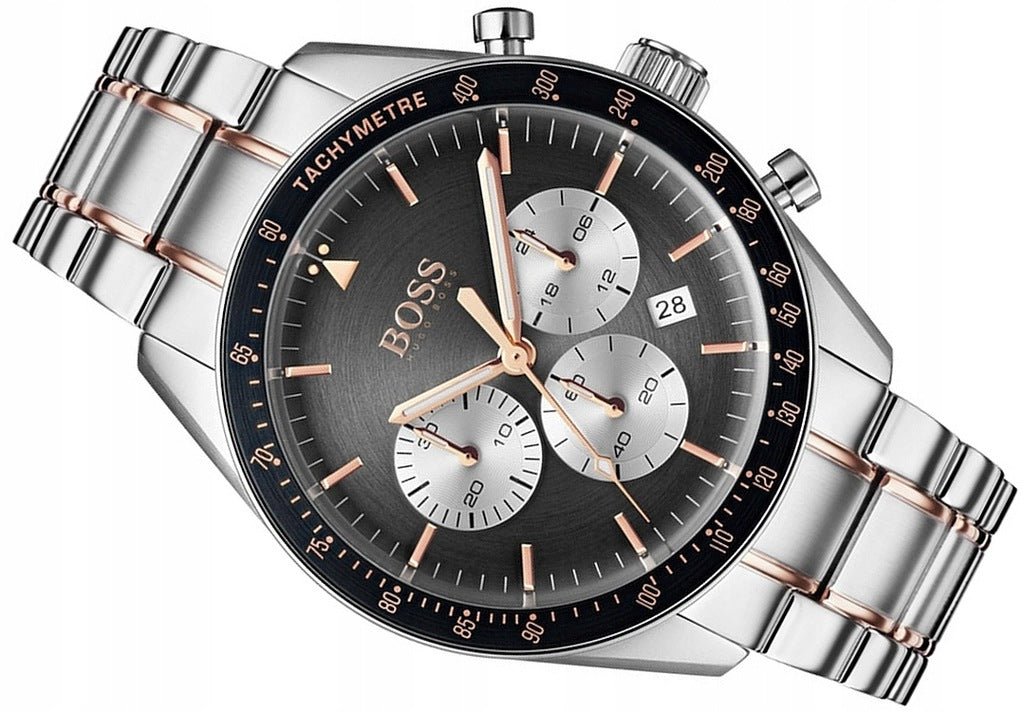  Shop Authentic Hugo Boss Trophy Chronograph Grey Dial Silver Steel Strap Watch for Men - 1513634 - Luxxuri